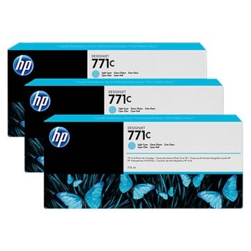 HP (Hewlett Packard) 771 B6Y36A Orjinal Açık Mavi Kartuş 775 mlgr. x 3 Lü PAKET