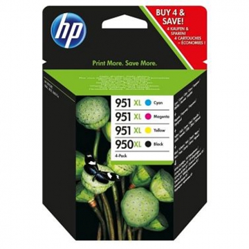 HP (Hewlett Packard) 950XL Siyah + 951XL Sarı+Kırmızı+Mavi Orjinal 4 Lü PAKET