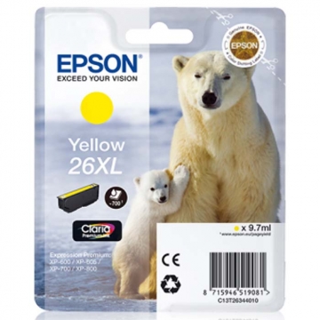 EPSON 26XL C13T26344010 Yüksek Kapasiteli Orjinal Sarı Kartuş 700 Sayfa