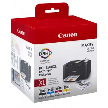 CANON PGI-1500XLCMYBK Orjinal Siyah+Sarı+Kırmızı+Mavi Kartuş 4 Lü PAKET