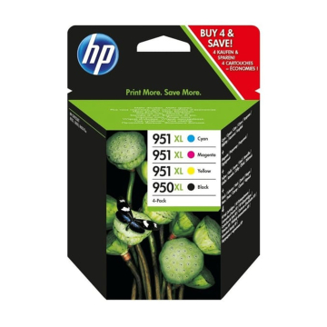 HP (Hewlett Packard) 950XL Siyah + 951XL Sarı+Kırmızı+Mavi Orjinal 4 Lü PAKET